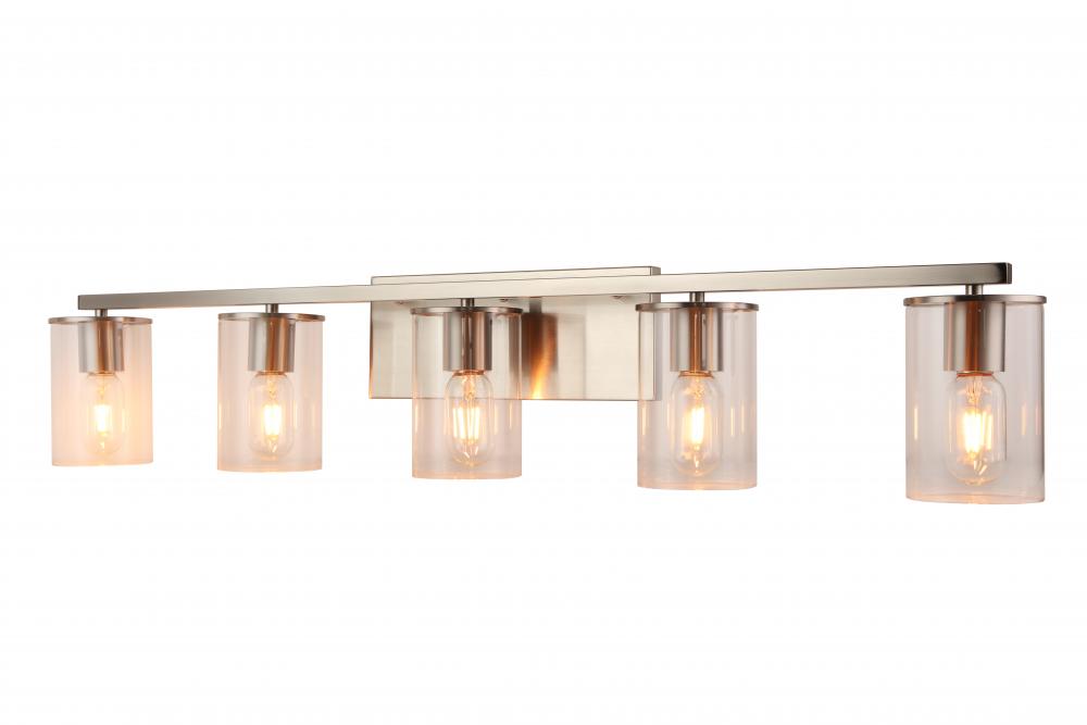 5X E26 60 W vanity Light in Black finish with replaceable socket rings